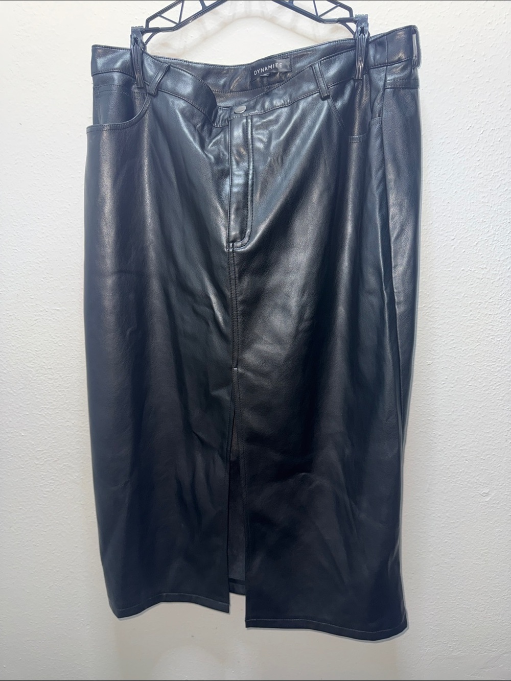Dynamite Black Faux Leather Pencil Skirt